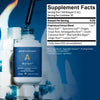 Supplement Facts panel for Apothékary Blue Burn tincture. One full dropper (1 mL) per serving, 30 servings per container. Lists proprietary extract blend including Maca Root, Gymnema Leaf, Oregon Grape Root, Ashwagandha Root, Cinnamon Bark, Blue Spirulina Algae, Ginger Root, and Lemon Peel. Also includes the following certified organic ingredients Vegetable Glycerin and Lemon Juice Concentrate, as well as Purified Water
