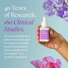 Hand holding a bottle of Every Phase™ with purple flowers in background. Overlay text reads:
40 Years of Research.
160 Clinical Studies.
40 years and millions of dollars have been spent for extensive scientific research assuring the safety and efficacy of Pycnogenol® as a premium ingredient.