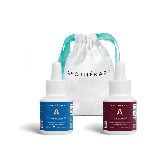 Mini All Day Stress Duo featuring Take the Edge Off® for anytime stress support and Wine Down™ for evening calm