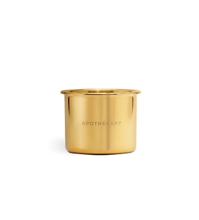 Apothékary Dosing Cup, a limited-edition gold stainless steel cup with built-in measurements, made for pouring a 1 oz serving of Dream On™.